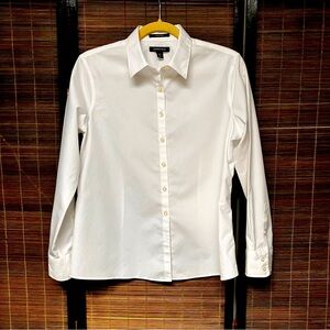 Lands End White Shirt Women’s Size 8 Petite 100% Supima Cotton no iron